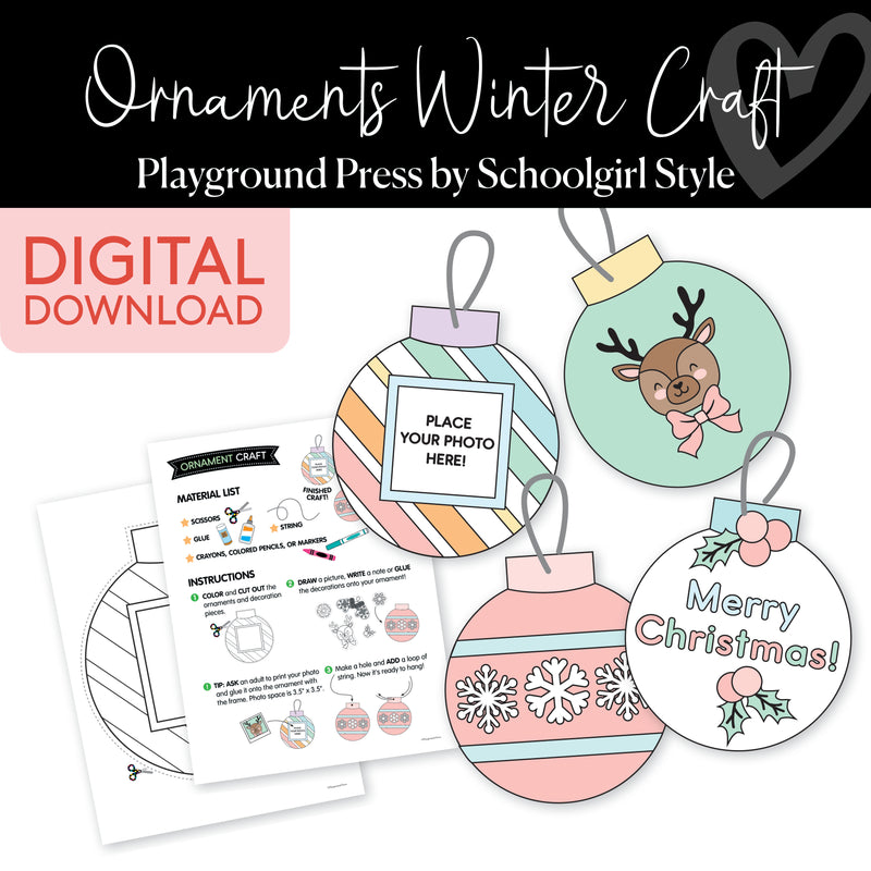 Ornaments No Prep Winter Craft | Playground Press by Schoolgirl Style