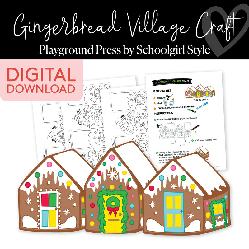 Gingerbread Village No Prep Winter Craft | Playground Press by Schoolgirl Style