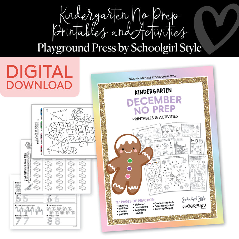 December Kindergarten Packet | Playground Press by Schoolgirl Style