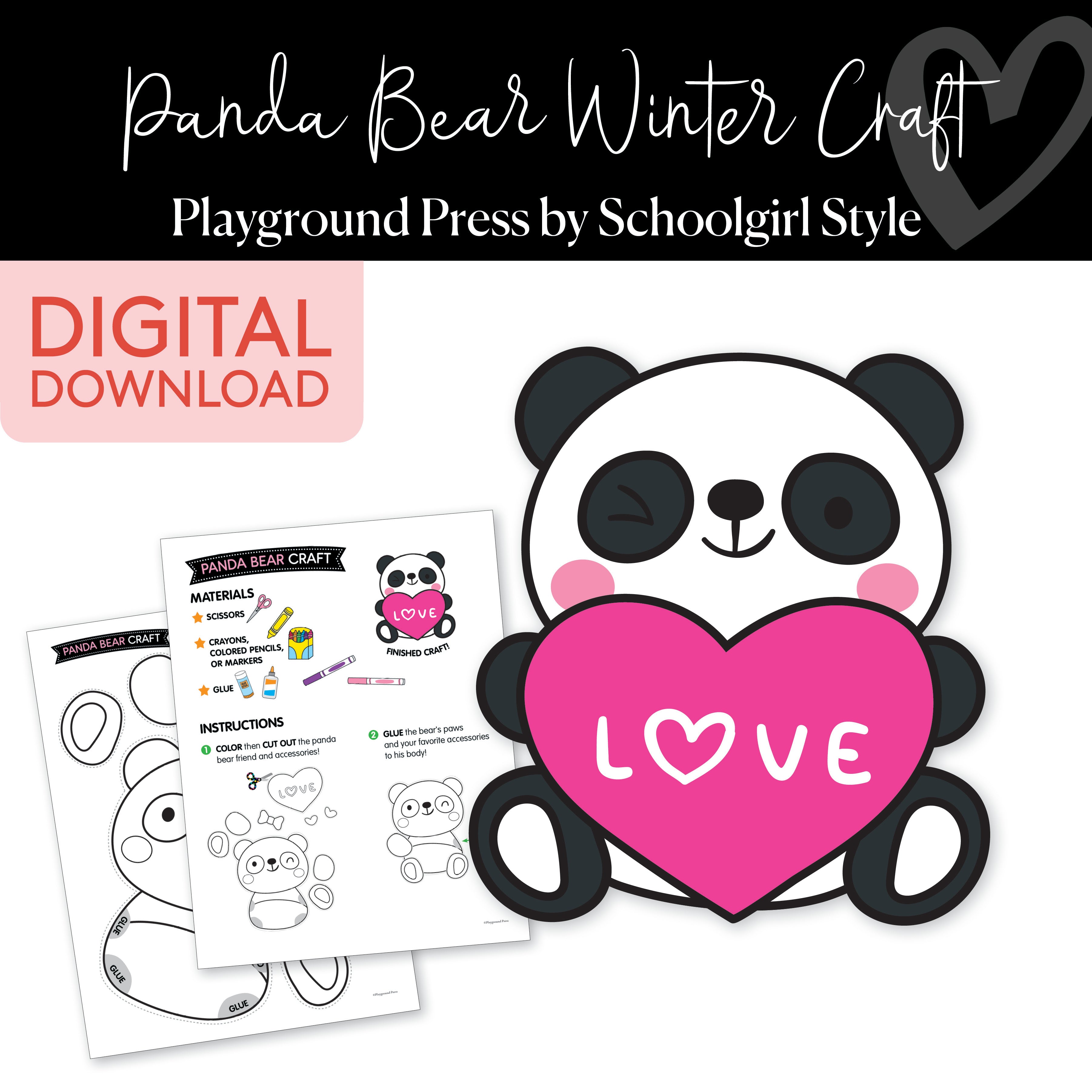 Heart Panda No Prep Winter Craft 