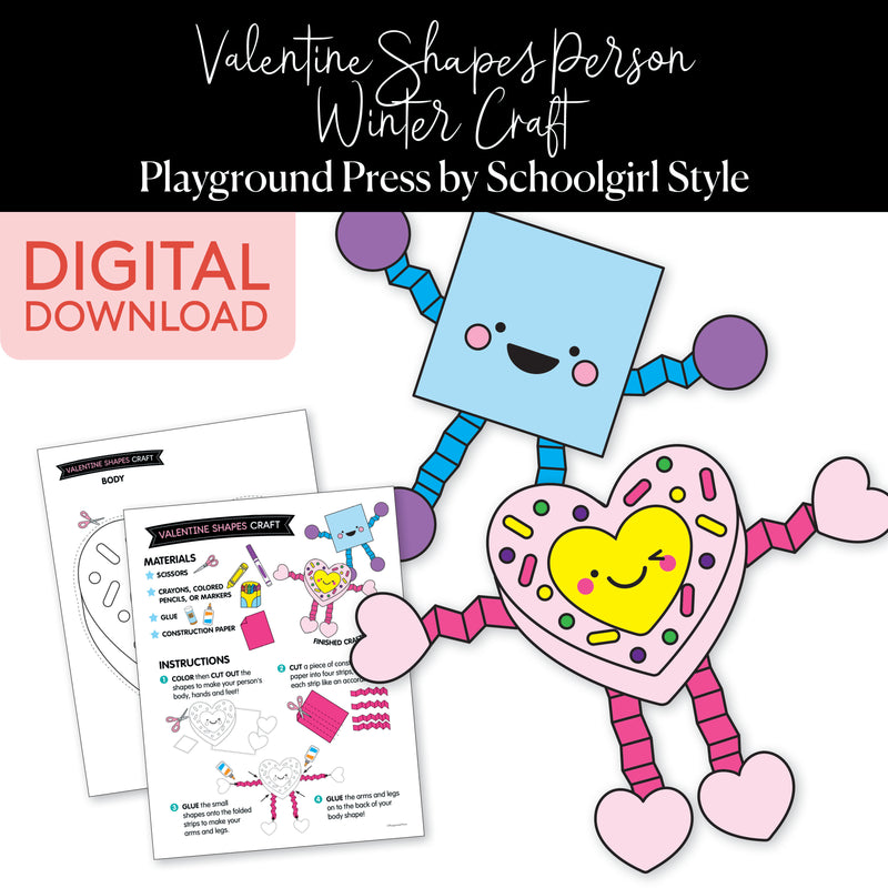 Valentine Shapes Person No Prep Winter Craft | Playground Press by Schoolgirl Style