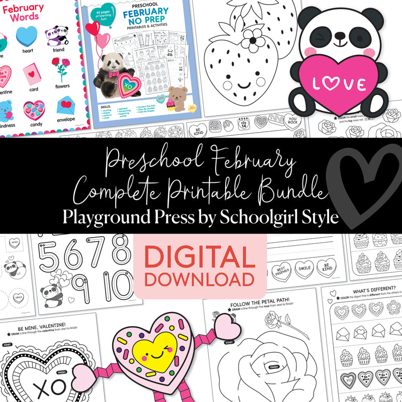 Preschool February No Prep Complete Printable Bundle