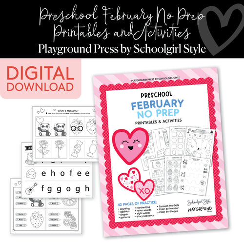 Preschool February No Prep Printables and Activities