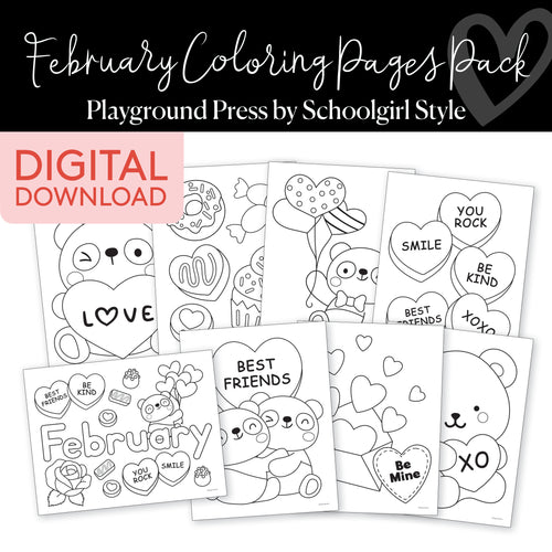 February coloring pages pack for kids