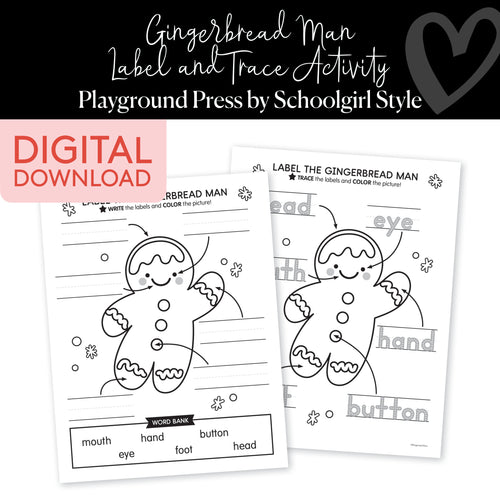 Gingerbread Man label and trace activity 