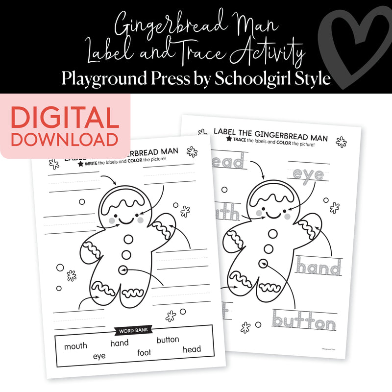 Gingerbread Man label and trace activity 