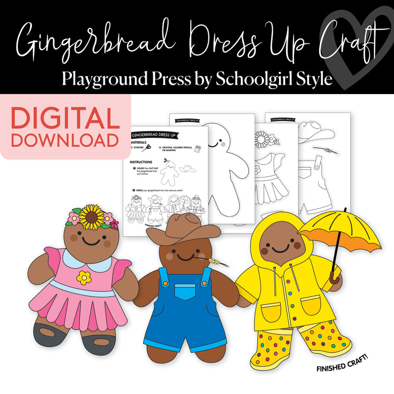 Gingerbread Dress Up No Prep Winter Craft | Playground Press by Schoolgirl Style