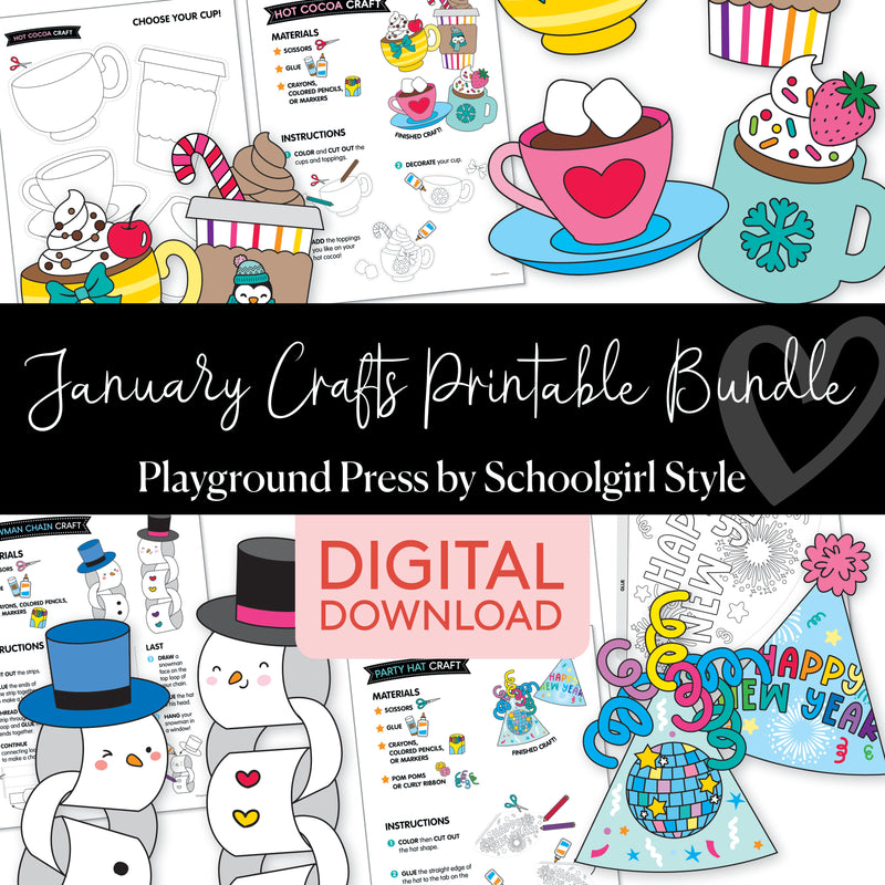 January kid crafts printable bundle