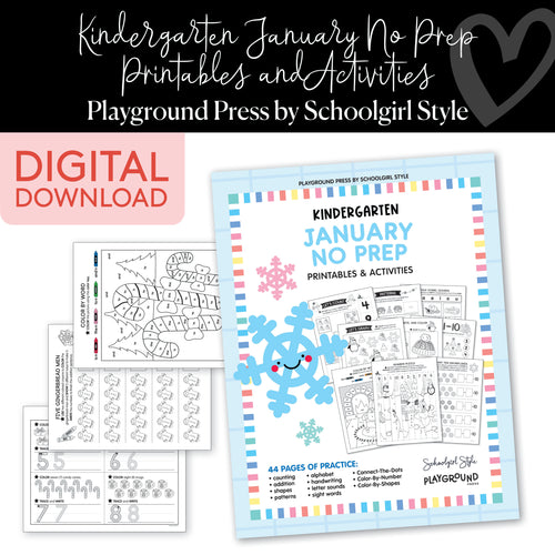 Kindergarten January no prep printables and activities