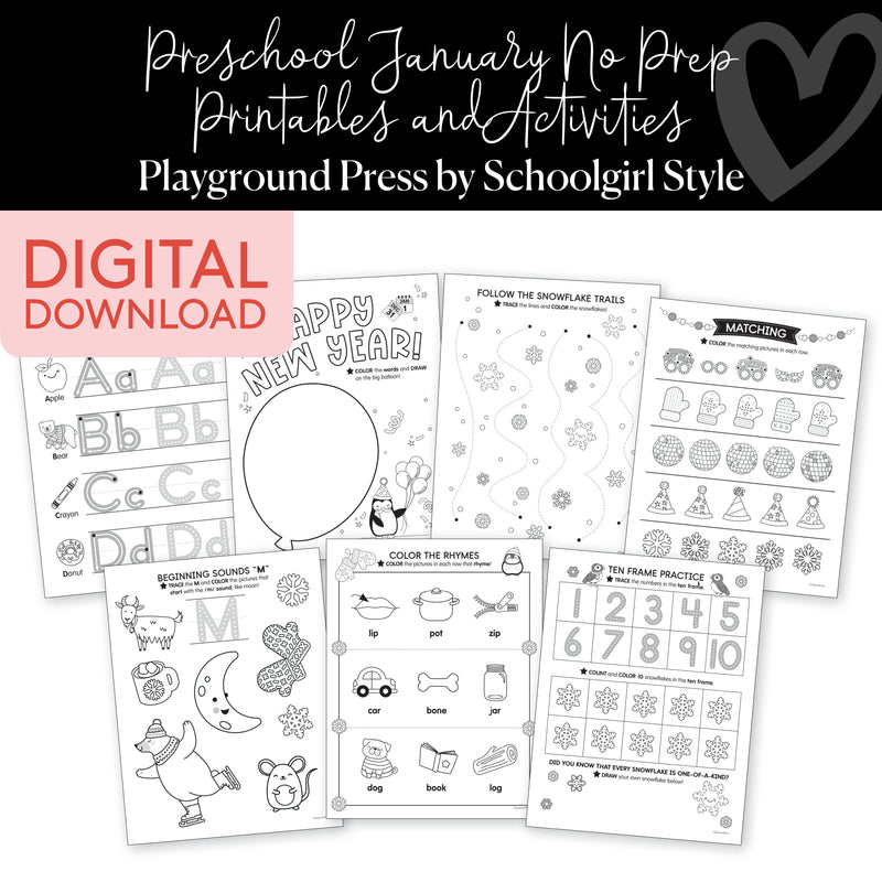 Preschool January No Prep Printables & Activities