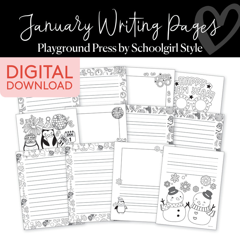 January Writing Center Pages | Playground Press by Schoolgirl Style