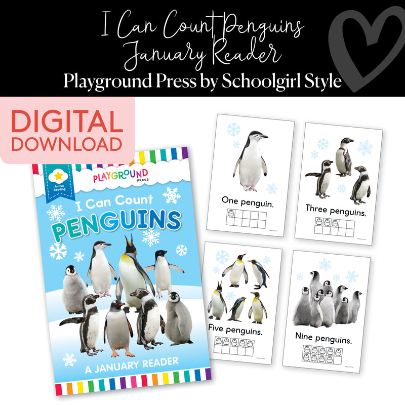 January Reader | I Can Count Penguins | Yellow Reader | Playground Press by Schoolgirl Style