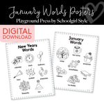 January Words Poster | Playground Press by Schoolgirl Style