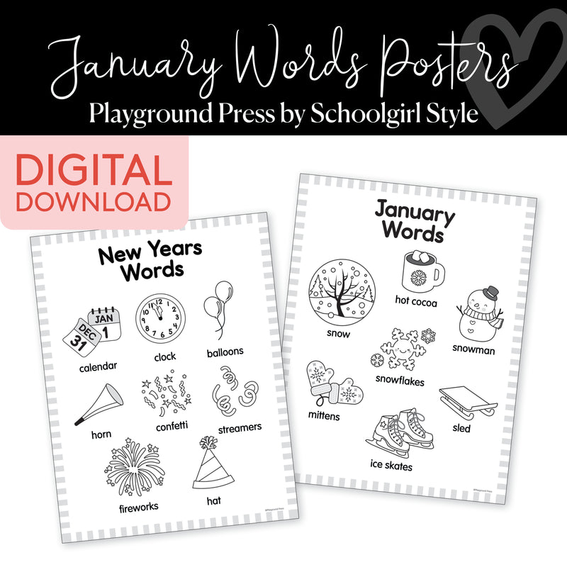 January Words Poster | Playground Press by Schoolgirl Style