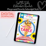 November Reader | Set The Table | Yellow Reader | Playground Press by Schoolgirl Style