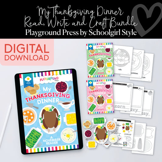 Playground Press | My Thanksgiving Dinner Read, Write and Craft Activity Bundle