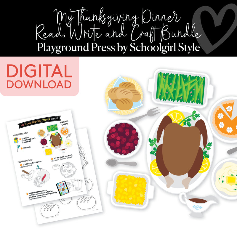 Playground Press | My Thanksgiving Dinner Read, Write and Craft Activity Bundle