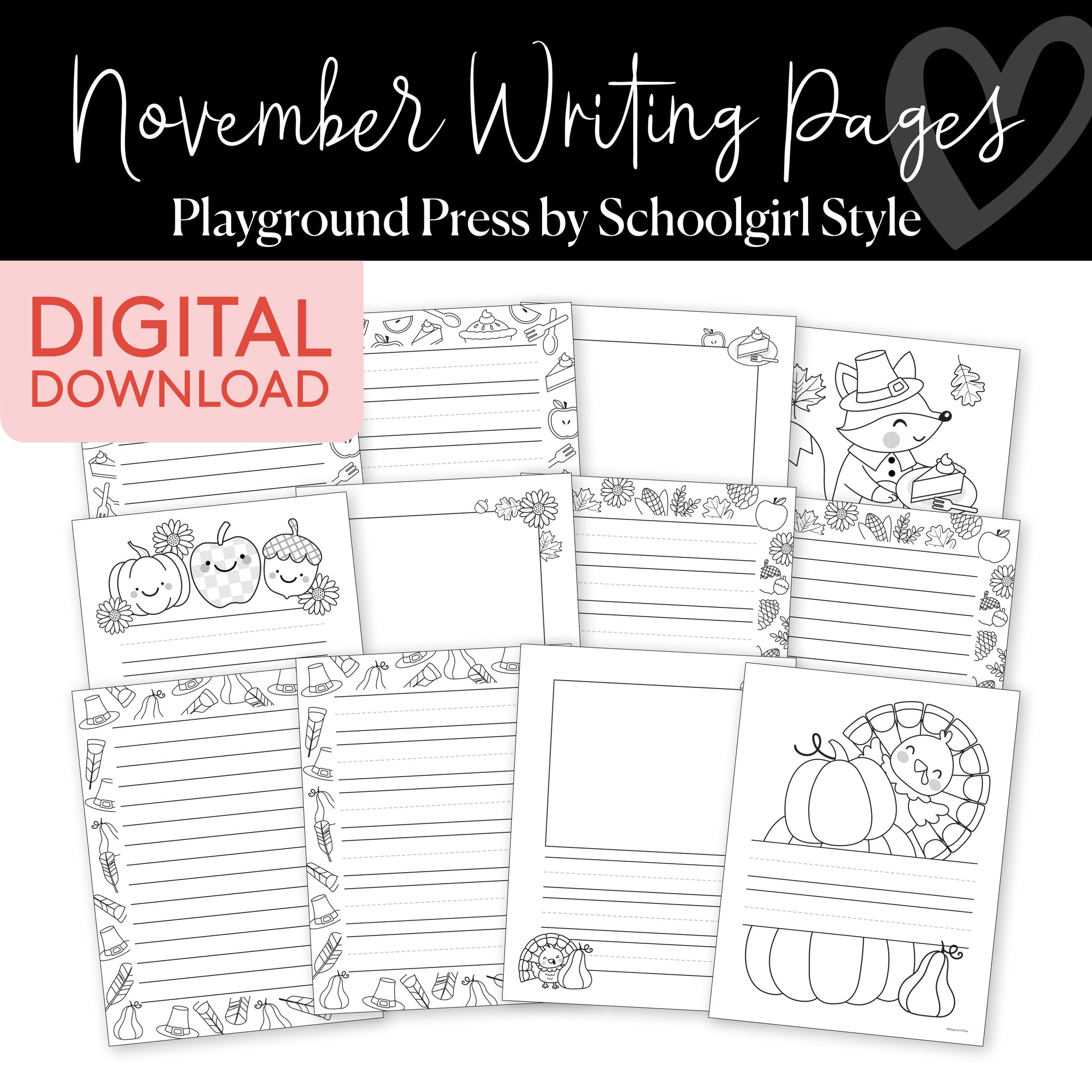 November Writing Center Pages | Playground Press by Schoolgirl Style