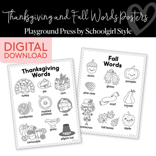 Thanksgiving and Fall Word Poster | Playground Press by Schoolgirl Style