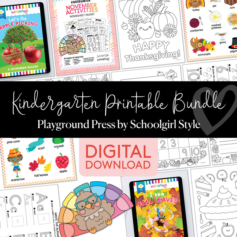 Kindergarten November No Prep Printables & Activities