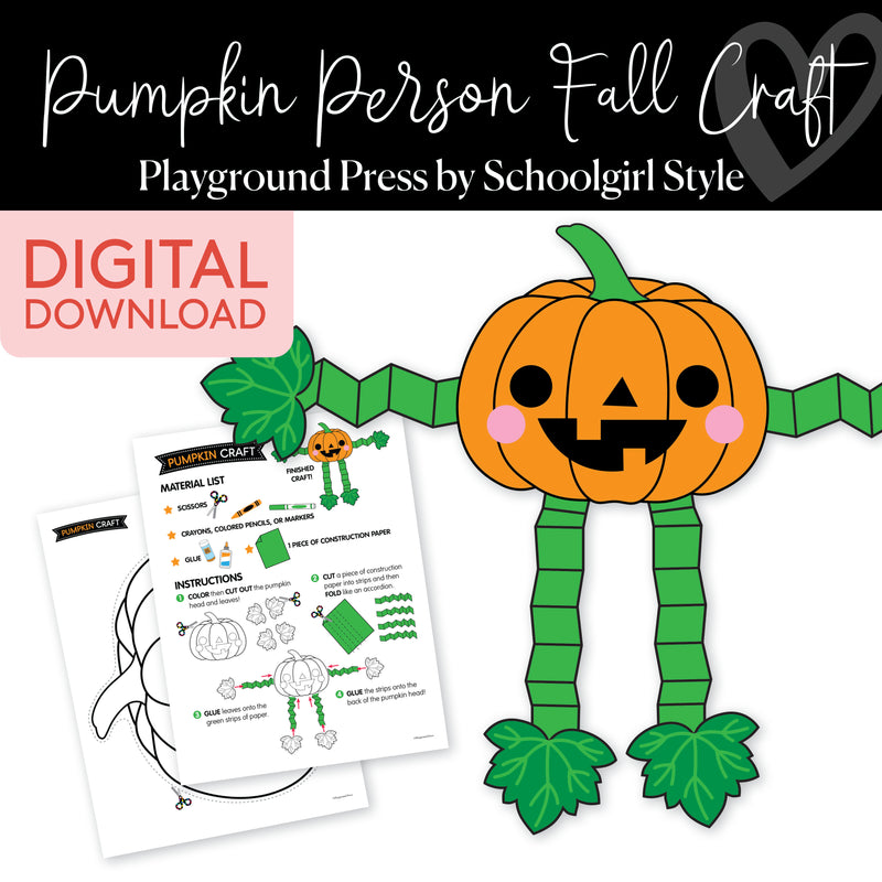 Pumpkin Person Fall Craft | Playground Press by Schoolgirl Style