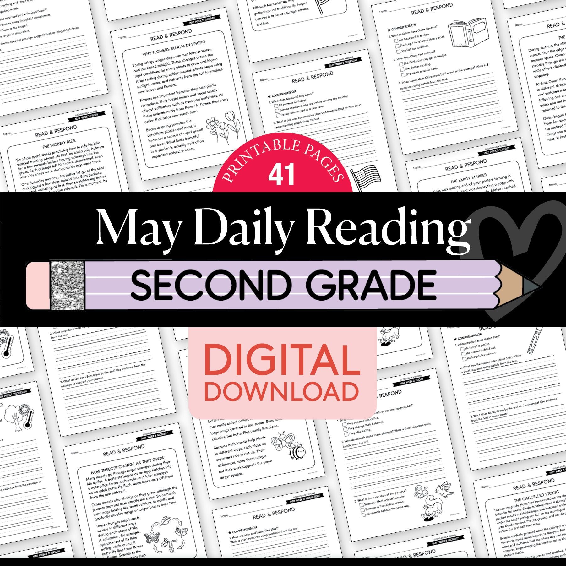 Printable Second Grade May Daily Reading