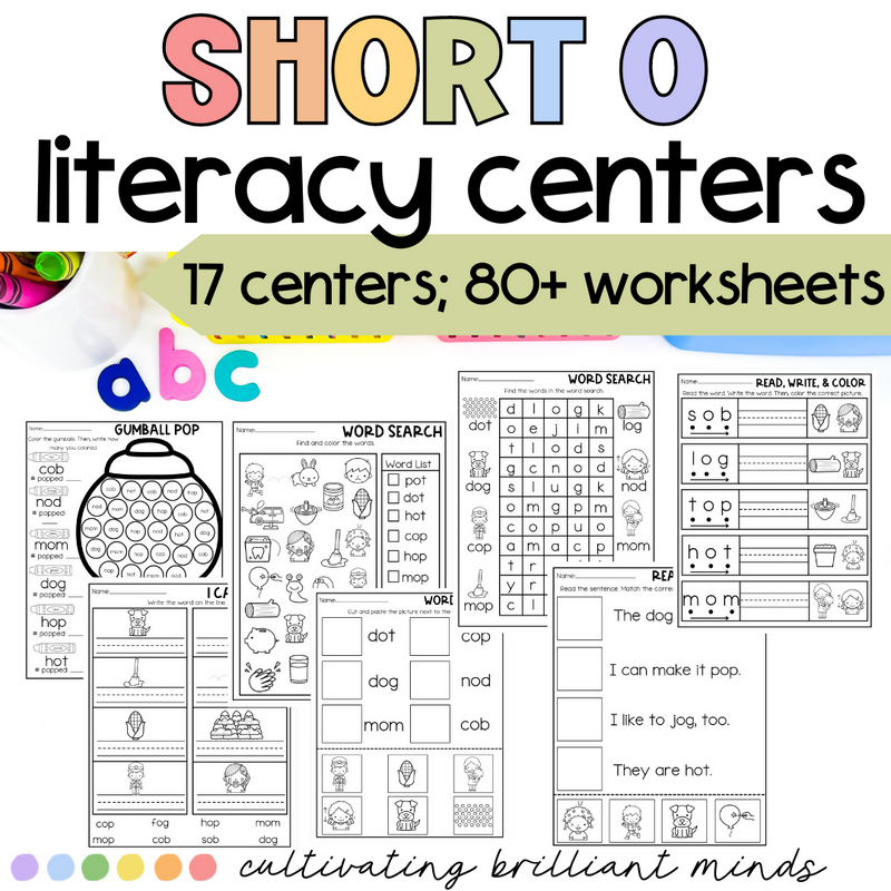 CVC Short O Phonics Centers | Literacy Centers | Kindergarten, First Grade