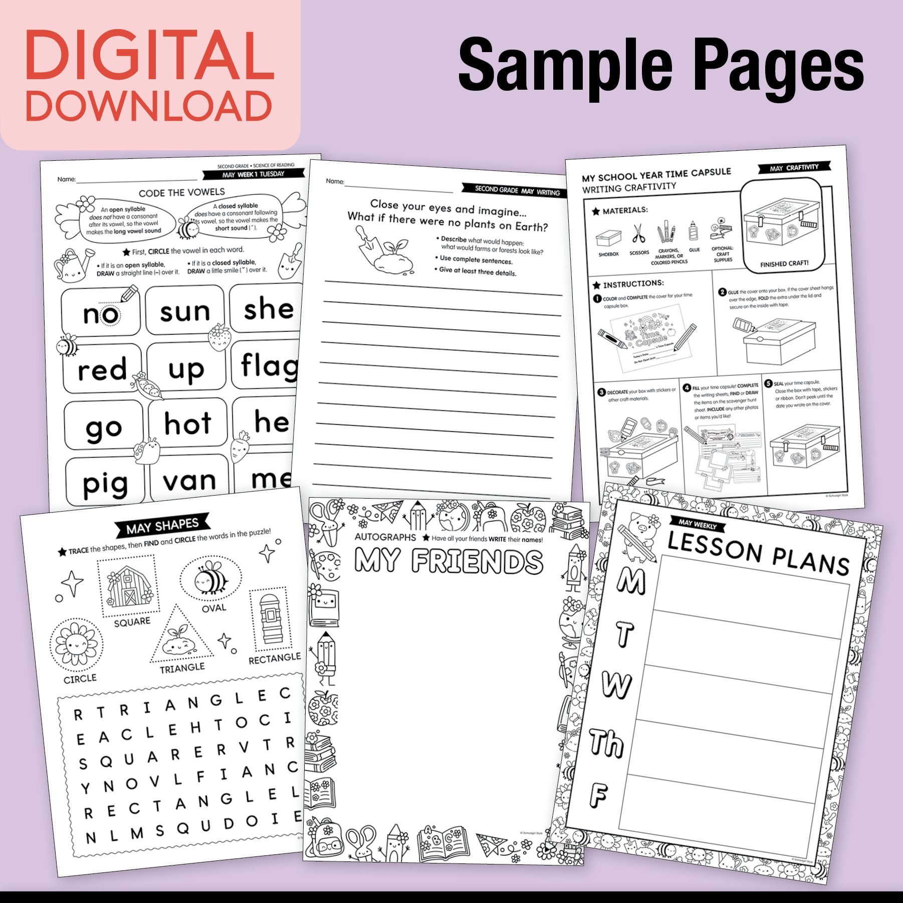 Printable Second Grade May Thematic Unit Bundle