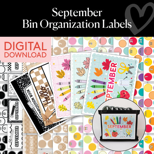 September Bin Organization Labels