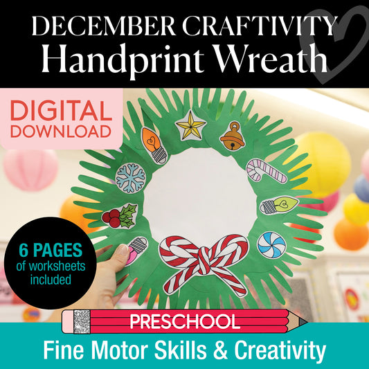 Printable December Handprint Wreath Craft