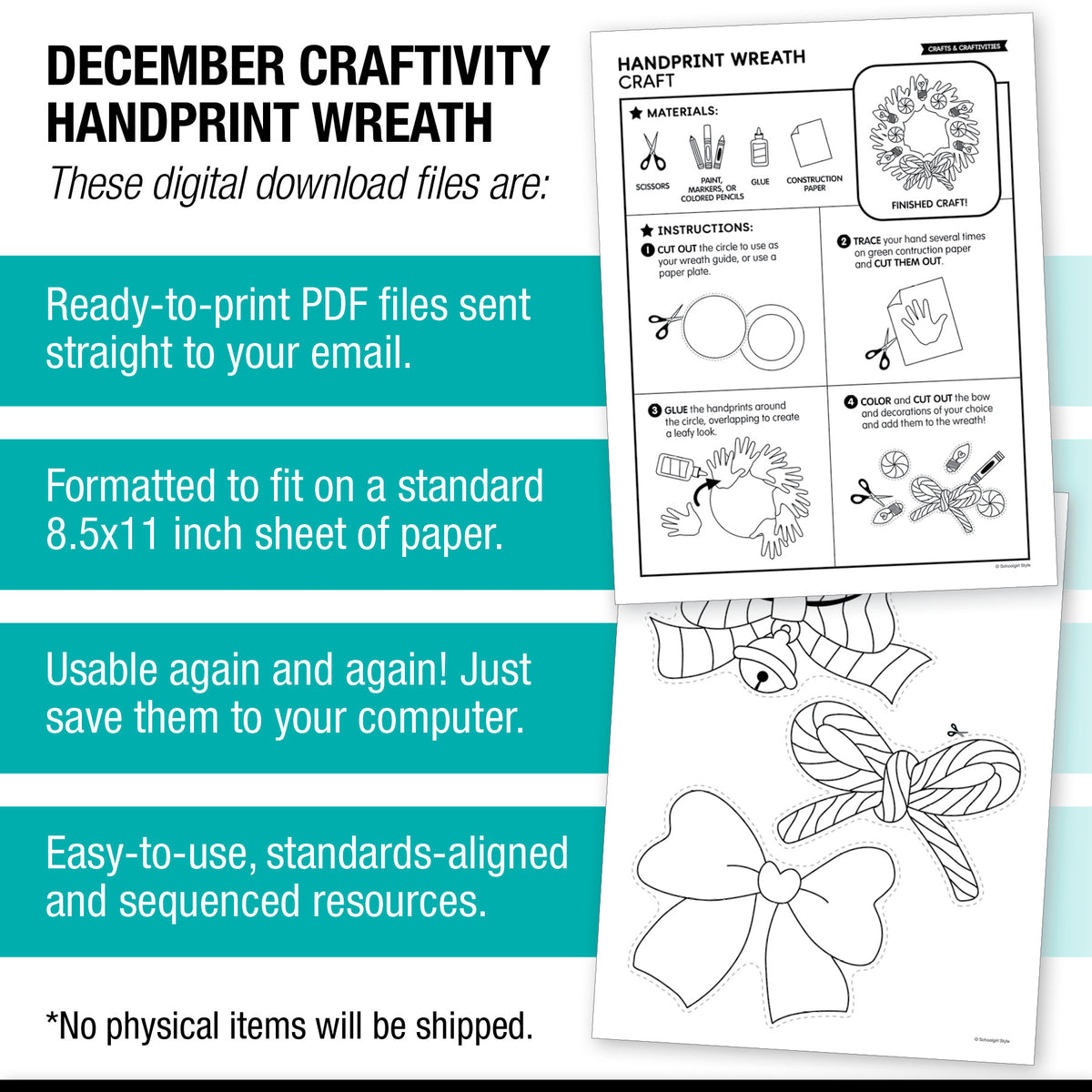 Printable December Handprint Wreath Craft