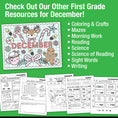 Load image into Gallery viewer, Printable First Grade December Daily Math Worksheets
