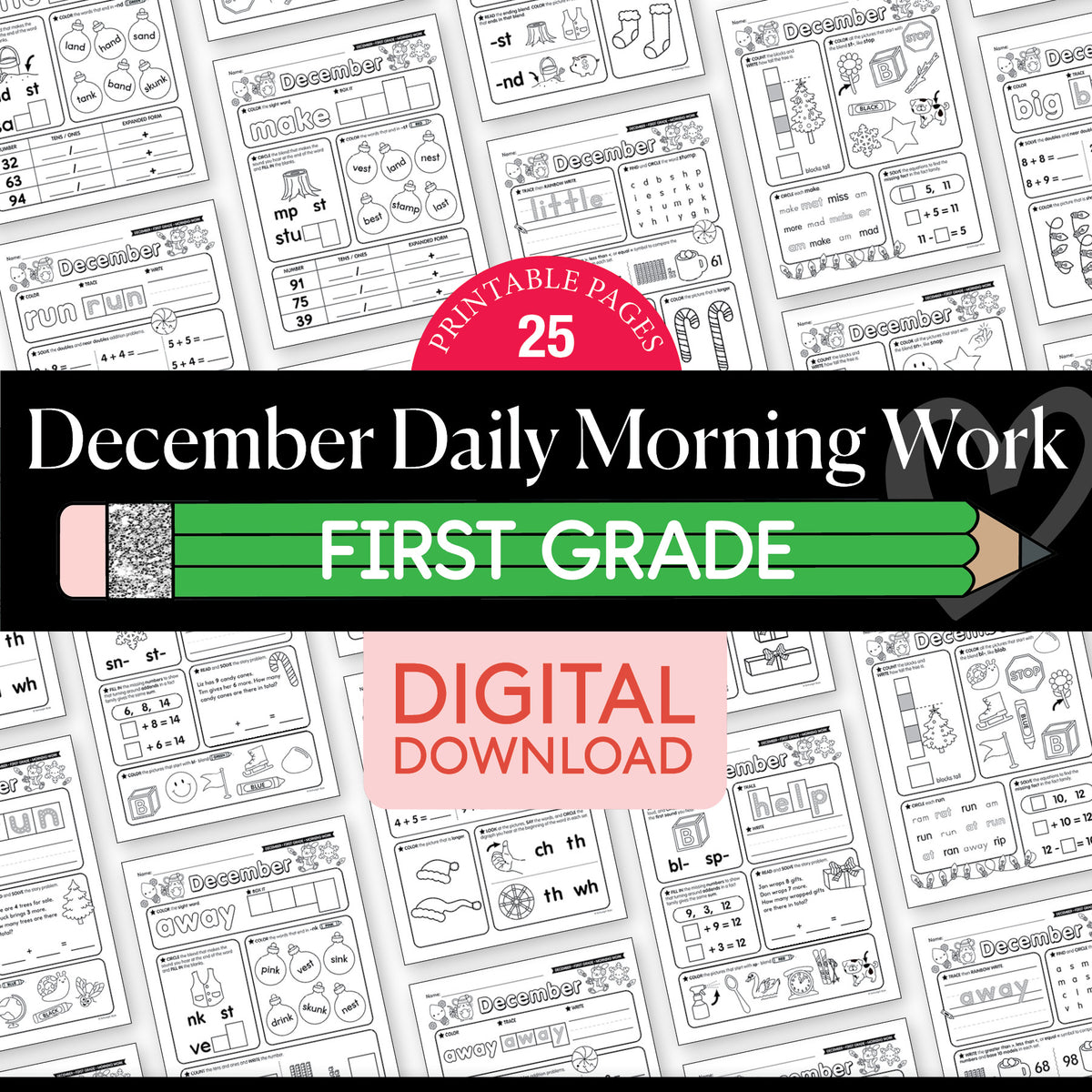 Printable First Grade December Daily Morning Work