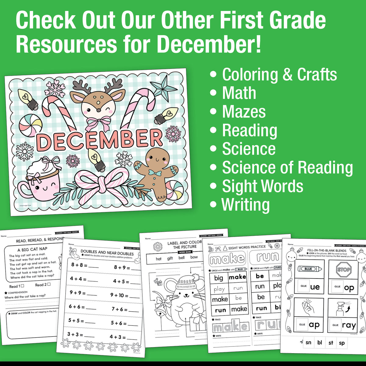 Printable First Grade December Daily Morning Work