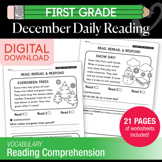 Printable First Grade December Daily Reading