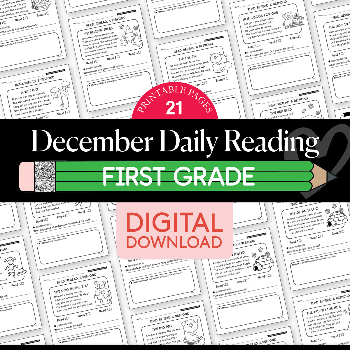 Printable First Grade December Daily Reading