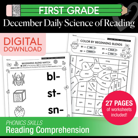 Printable First Grade December Daily Science of Reading