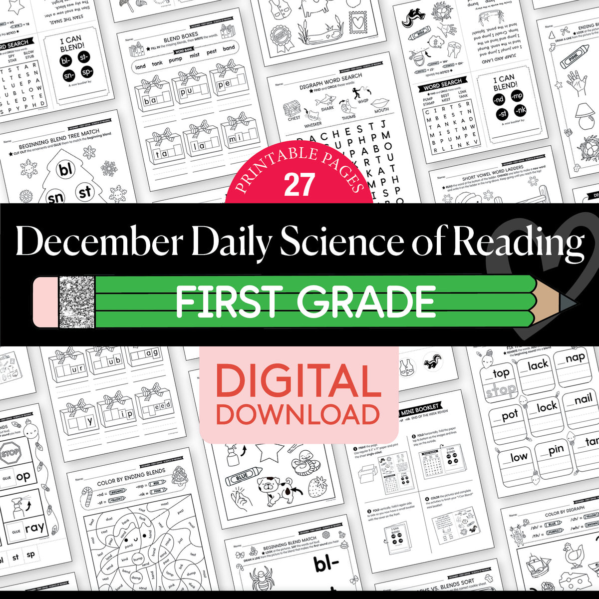 Printable First Grade December Daily Science of Reading