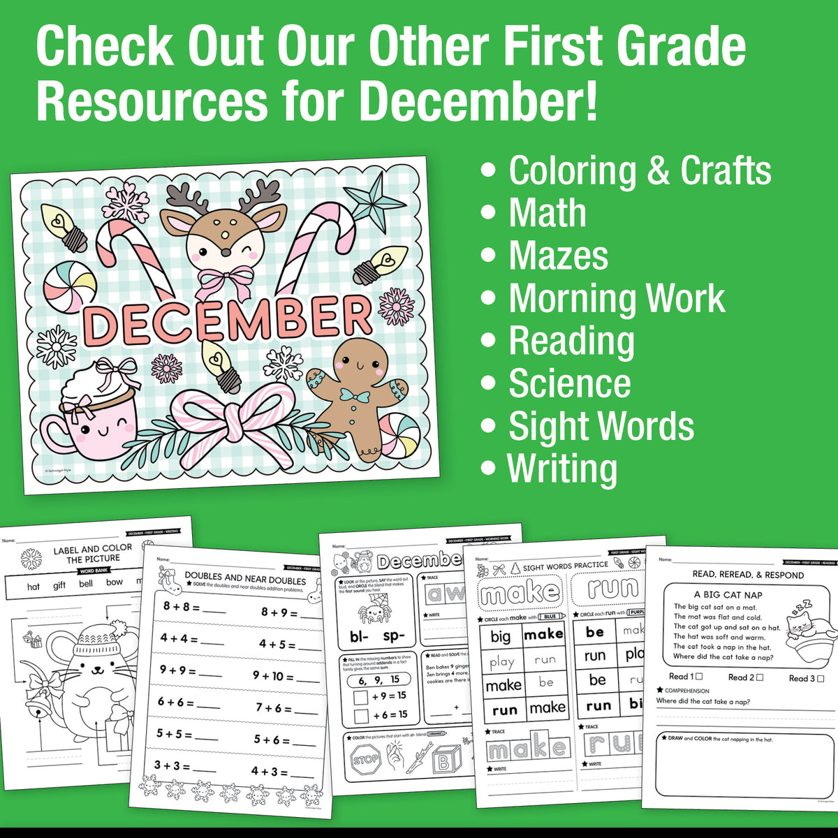 Printable First Grade December Daily Science of Reading