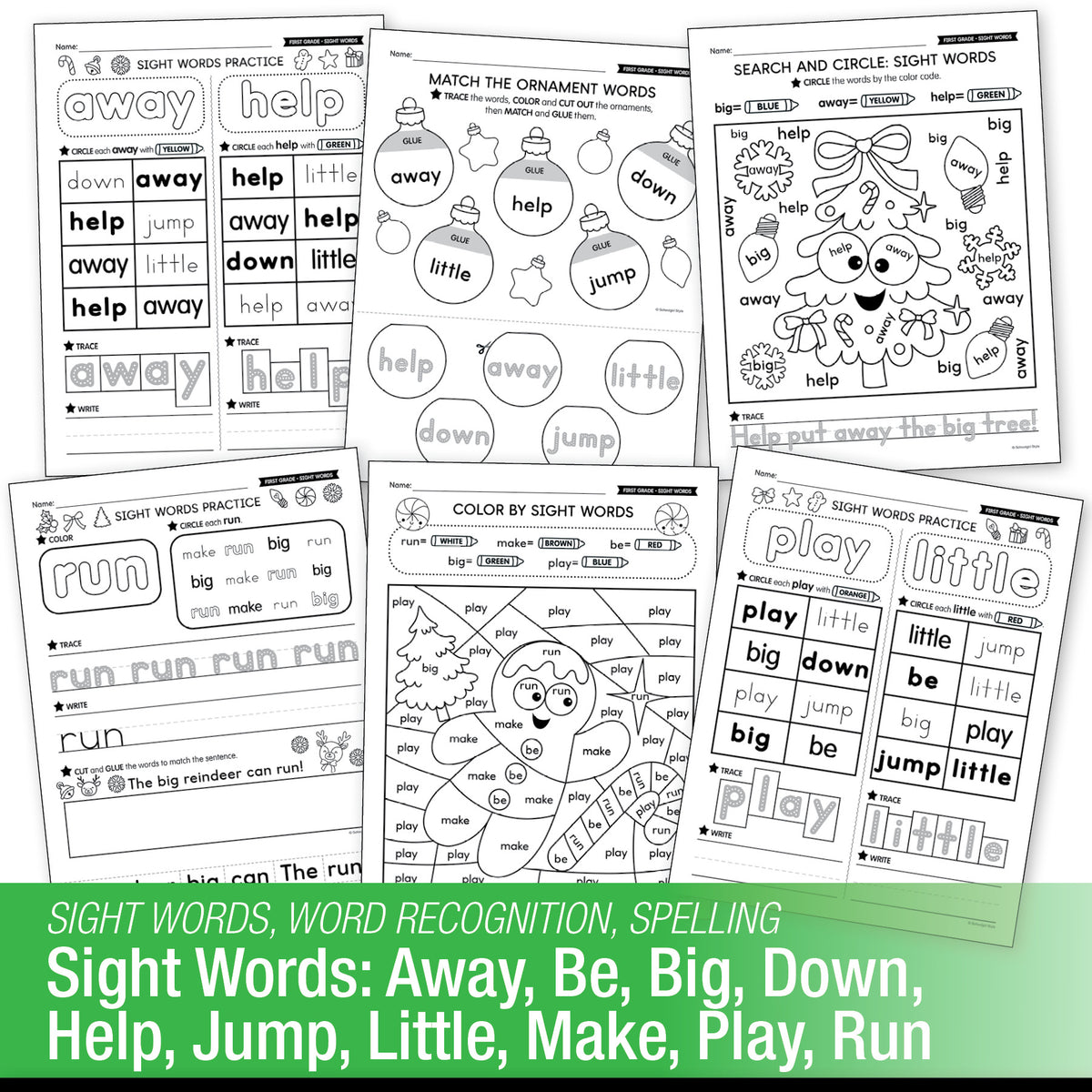 Printable First Grade December Daily Sight Words