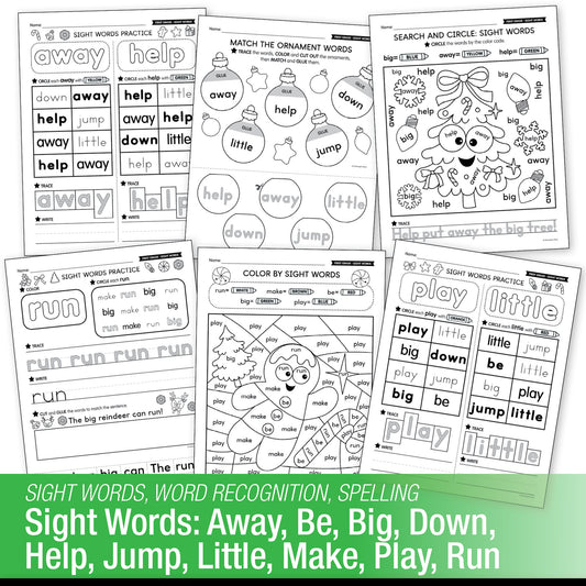 Printable First Grade December Daily Sight Words