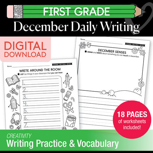 Printable First Grade December Daily Writing