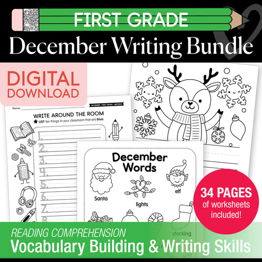 Printable First Grade December Writing Bundle