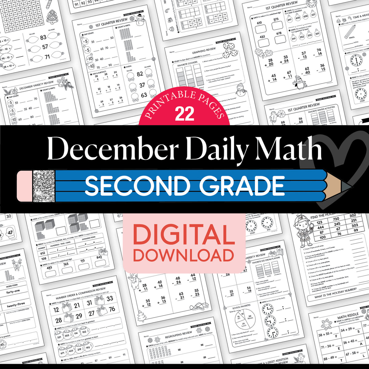 Printable Second Grade December Daily Math