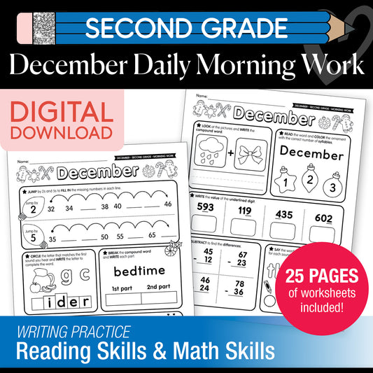 Printable Second Grade December Daily Morning Work
