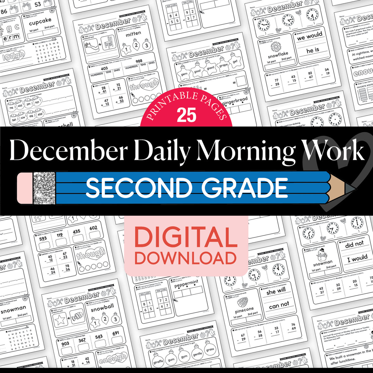 Printable Second Grade December Daily Morning Work
