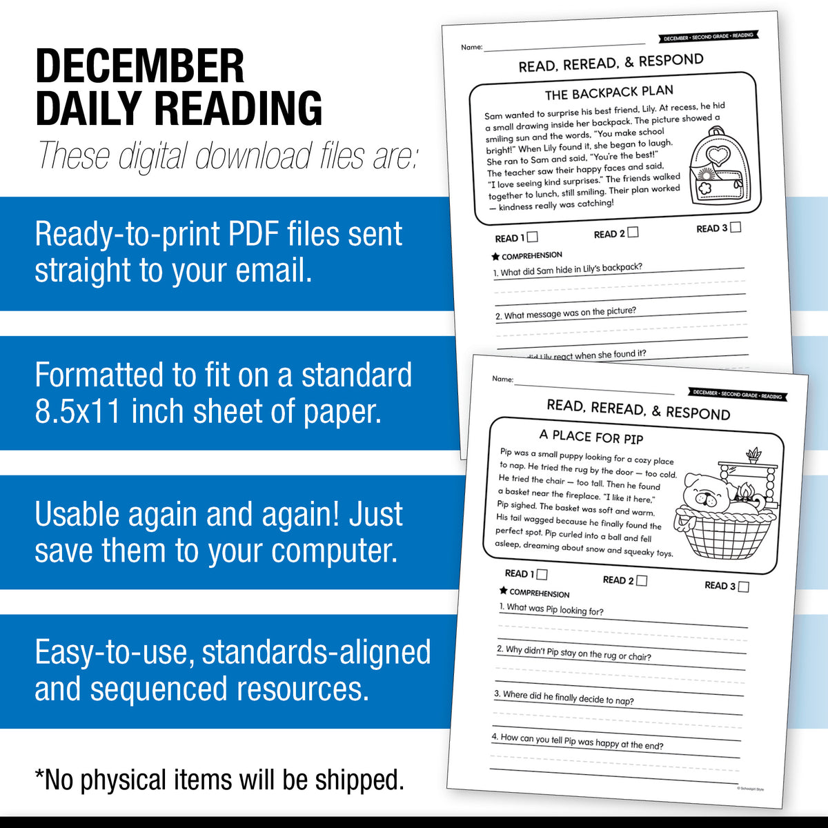 Printable Second Grade December Daily Reading