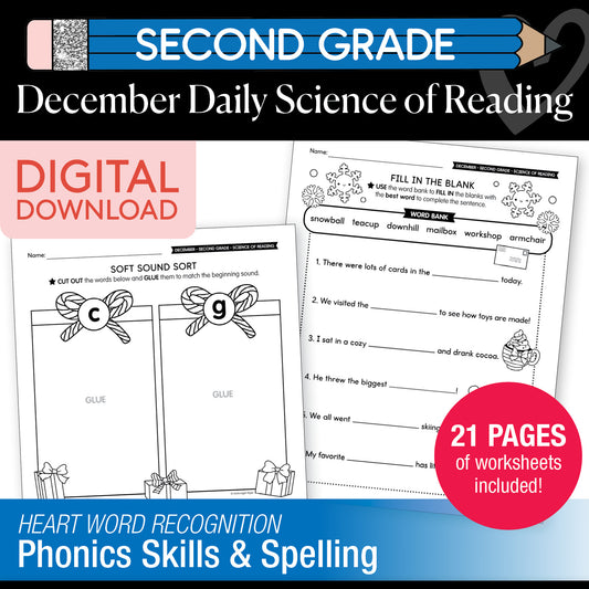 Printable Second Grade December Daily Science of Reading