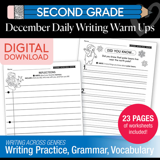 Printable Second Grade December Daily Writing