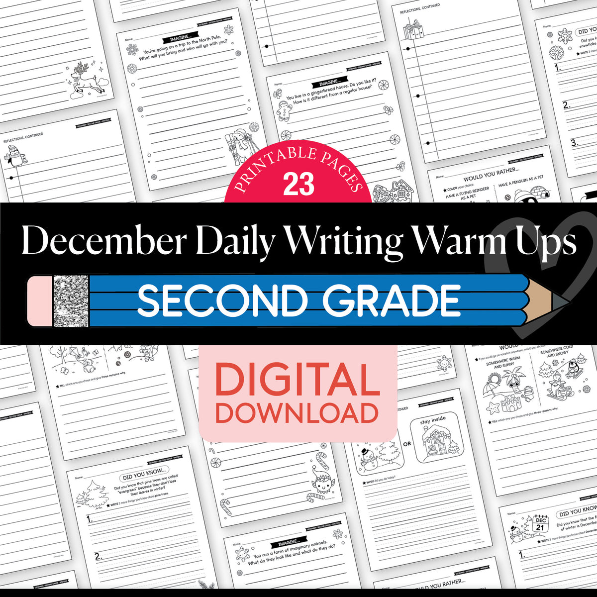Printable Second Grade December Daily Writing